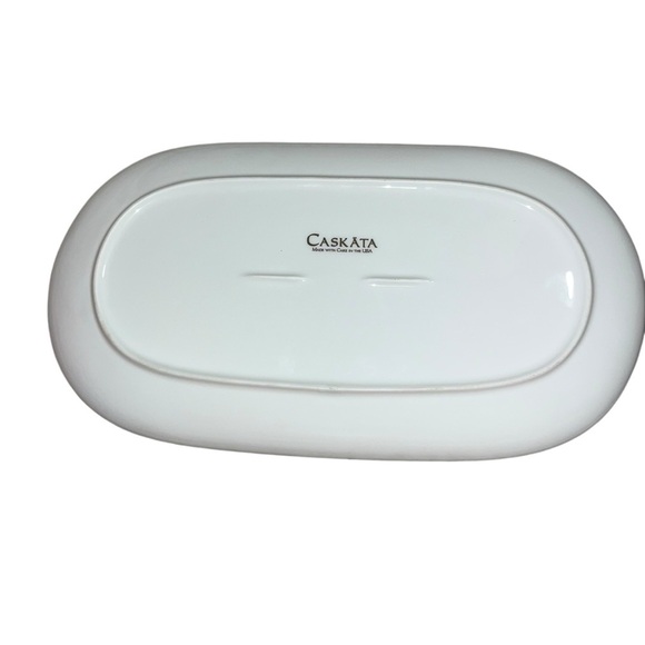 Caskata dogwood China platter 12” oval made in usa white black 23k gold paint - Picture 5 of 6